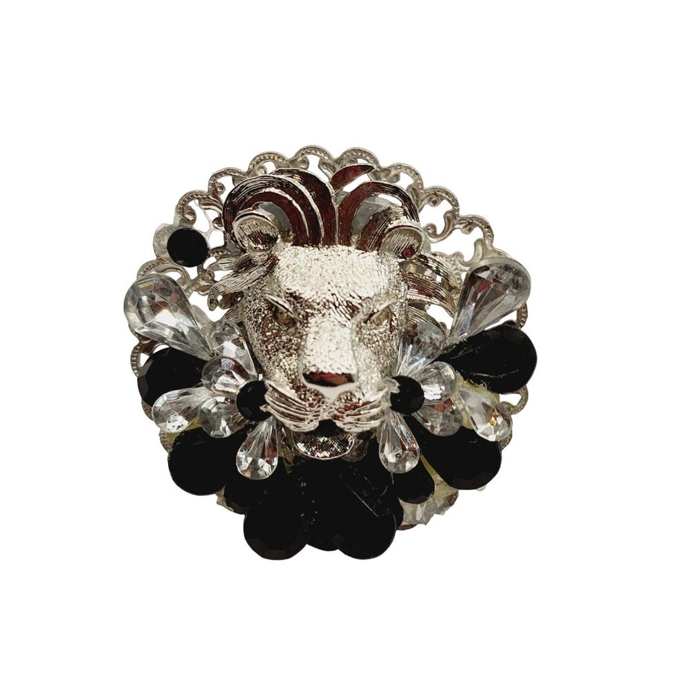 Vintage 80s Lion Embellished Clip Earrings (A572) - Picture 4 of 7